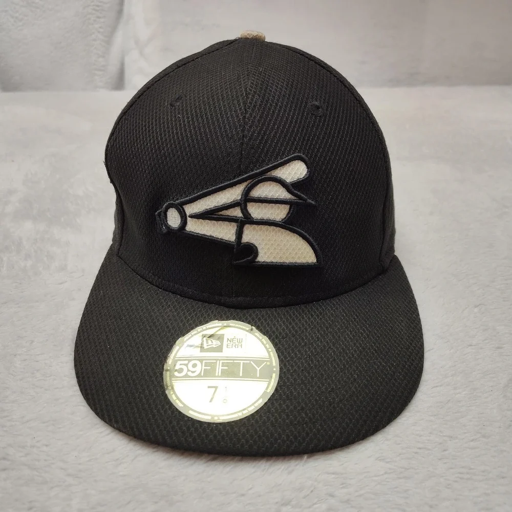 Chicago White Sox New Era Hat Cap Fitted Mens 7 1/8‎ Black 59FIFTY Polyester MLB
